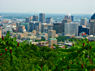 [View from Mont
Royal on Montreal after working on the photo with Gimp]